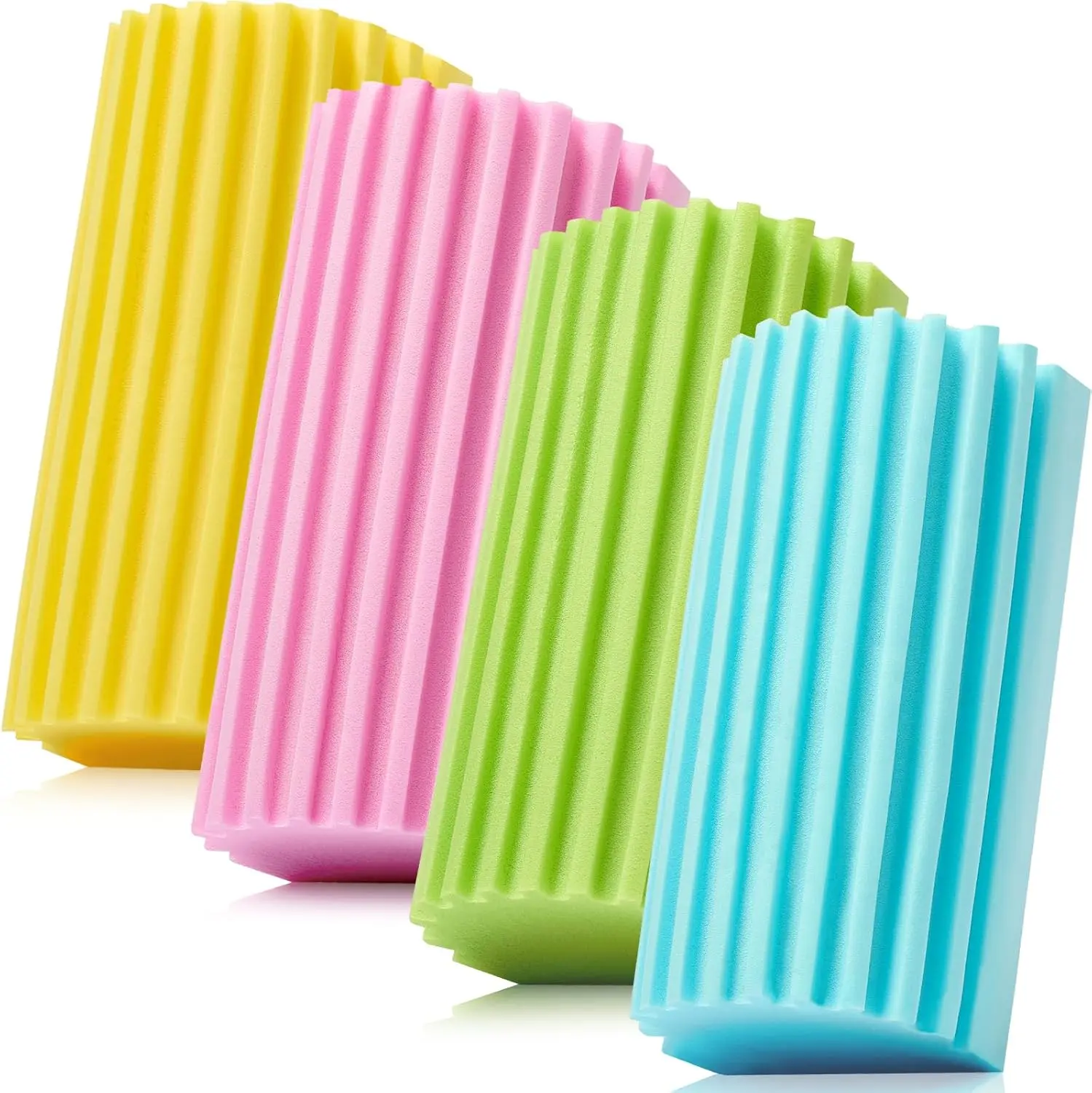 4 Pack Damp Dusting Sponge Cleaner – Reusable Household Cleaning Sponge Tool for Blinds, Baseboards, Fan Blades, Vents, Glass, Railings & Mirrors (Multicolor)