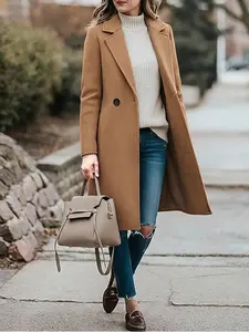 2025 Fall/Winter New Women's Wool Versatile Coat, Solid Color, Long Sleeve, Double-Breasted, With Pockets, Multifunctional Wool Coat, Free Shipping And Freight