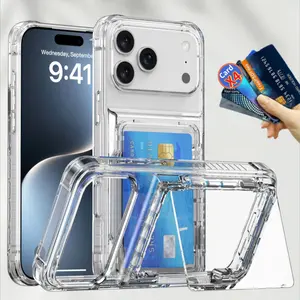 Wallet Phone Case for iPhone 17 Pro Max / Air / 17 Pro Capa Clear Plastic Case with Credit Card Holder ID Card Slots Design Shockproof Protective Cover for iPhone 17 Pro Max 17Pro Air 17promax Funda Coque Accessories Casing