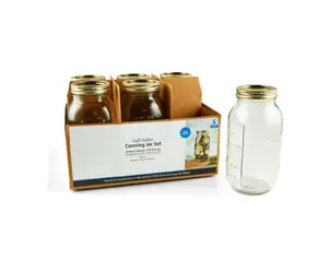 Airtight Glass Wide Mouth Canning Jars 64 oz (6 Count) - Ideal for Food Storage and Preservation