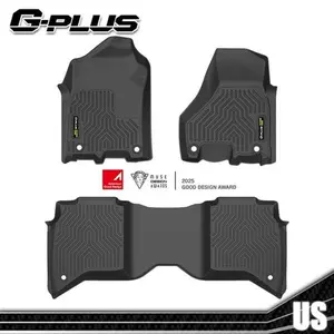 G-PLUS Floor Mats,Fit Chevy Silverado & GMC Sierra 1500 Crew Cab 2014-2018/Fit Silverado & Sierra 2500HD 3500HD Crew Cab 2015-2019,TPE Custom Fit All Weather Protection 1st & 2nd Floor Liners Black