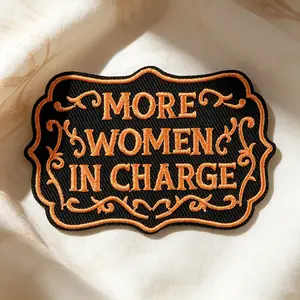 More Women in Charge Inspirational Embroidery Patch, Adhesive Iron-On, Suitable for Clothes, Jackets, Hats, Accessories