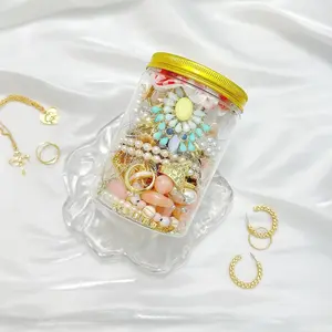 A Collection of Random of Jewelry in a Jar, Featuring a Variety of Necklaces, Earrings, Rings, Bracelets, And Additions, Making It a Distinctive Gift for Anniversaries, Birthdays, Or Friendship