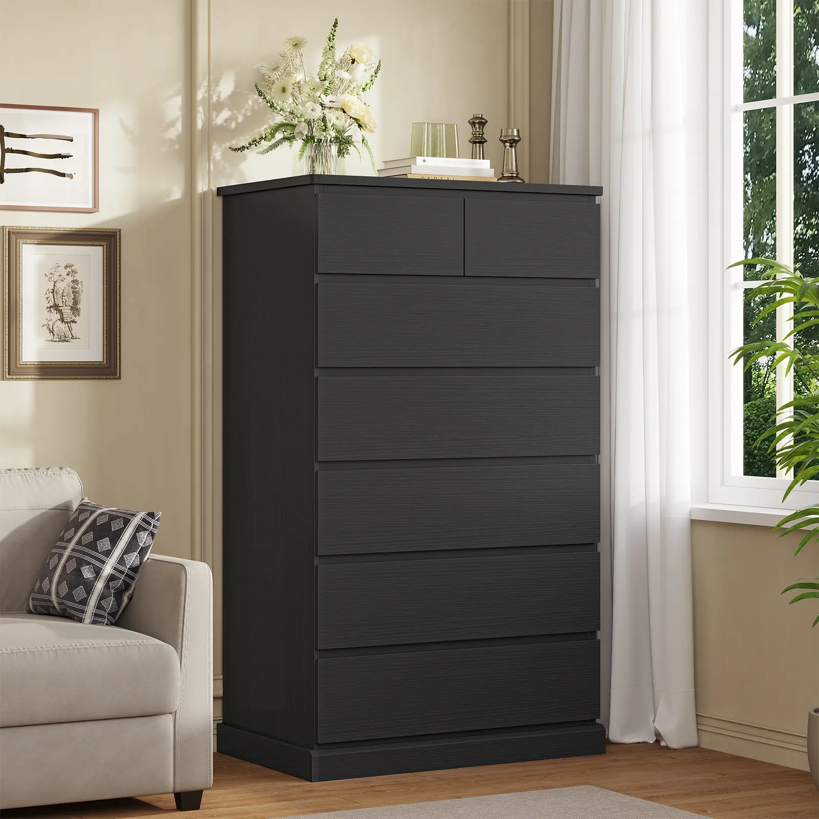 Hasuit 51.8 Inch Tall Dresser with 7 Drawers High Chest of Drawers Storage Organizer for Closet Modern Taller Clothes Storage Tower with Ample Storage Space,dorm essentials,home decor