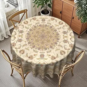 Floral Pattern Round Tablecloth, Vintage Style Tablecloth, Decorative Tablecloth for Home Dining Room, Table Decoration Supplies