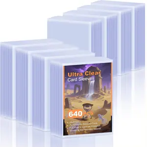 CATIFLIN 640 Count Card Sleeves for Trading Cards, Clear Penny Sleeves for MTG, Pokemon, Yugioh, Baseball, Football, Sports Cards, Standard Size Protective Soft Plastic Card Covers