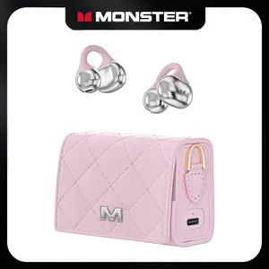 MONSTER Open Ear Earbuds Clip-On Headphones Over Ear, Bluetooth 6.0 Wireless Earbuds with 10mm Drivers Powerful Bass, 3.7g Lightweight Comfort Open Ear Clip,Sweatproof, 100H Playtime Mini Purse Design, Great Gift for Women - Hot Sale
