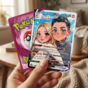 Custom pkm Couple Card, Personalized Anime Card, Anniversary Gift For Him Her, Unique Love Gift
