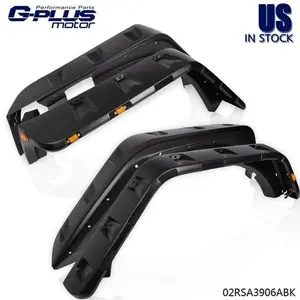 4pcs Fit For 2007-2018 Jeep Wrangler JK Pocket Rivet Style Fenders Flares w/ LED