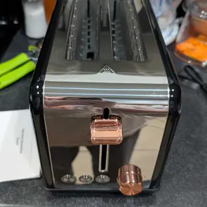 Pukomc Toaster 4 Slice with Wide Slots, 2 Long Slot Toaster for Bagels Waffles and Toast, 6 Browning Levels, Stainless Steel, Removable Tray, Cancel/Bagel/Defrost Functions, WT-8500 Black (1500W) Home Toastie Machine Toastie Maker Kitchen Appliances