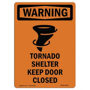 SignMission  OSHA Warning Sign - Tornado Shelter Keep with Symbol