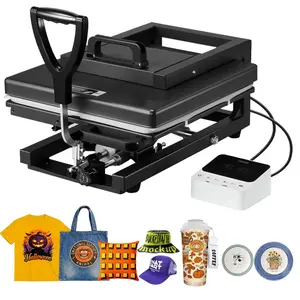VEVOR Hybrid Heat Press,  , 15 x 15 inch, 5-in-1 Multifunction, Heat Up Fast and Even, All-New Patented Design, Easy to Control, Sublimation Press Machine for T-shirts/Mugs/Tumblers/Caps/Plates, Black