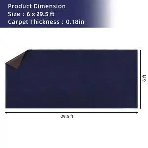 Marine Carpet Roll, Waterproof Boat Deck Runner 6 x 29.5 Ft, Non-Slip TPE Backing, 0.18 Inch Thick UV Resistant Outdoor Flooring for Patio, Porch, Dock, RV, Blue