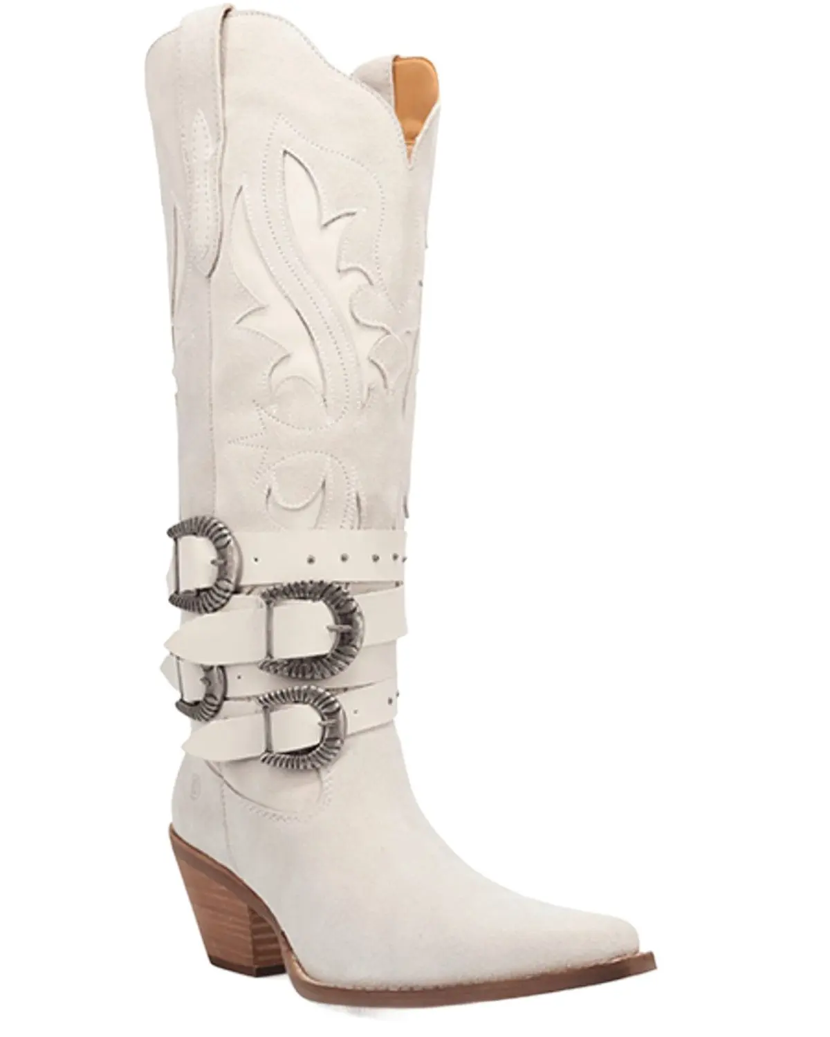 Dingo Women's Women'S Buck Wild Suede Tall Western Boot Round Toe - Di2380-White