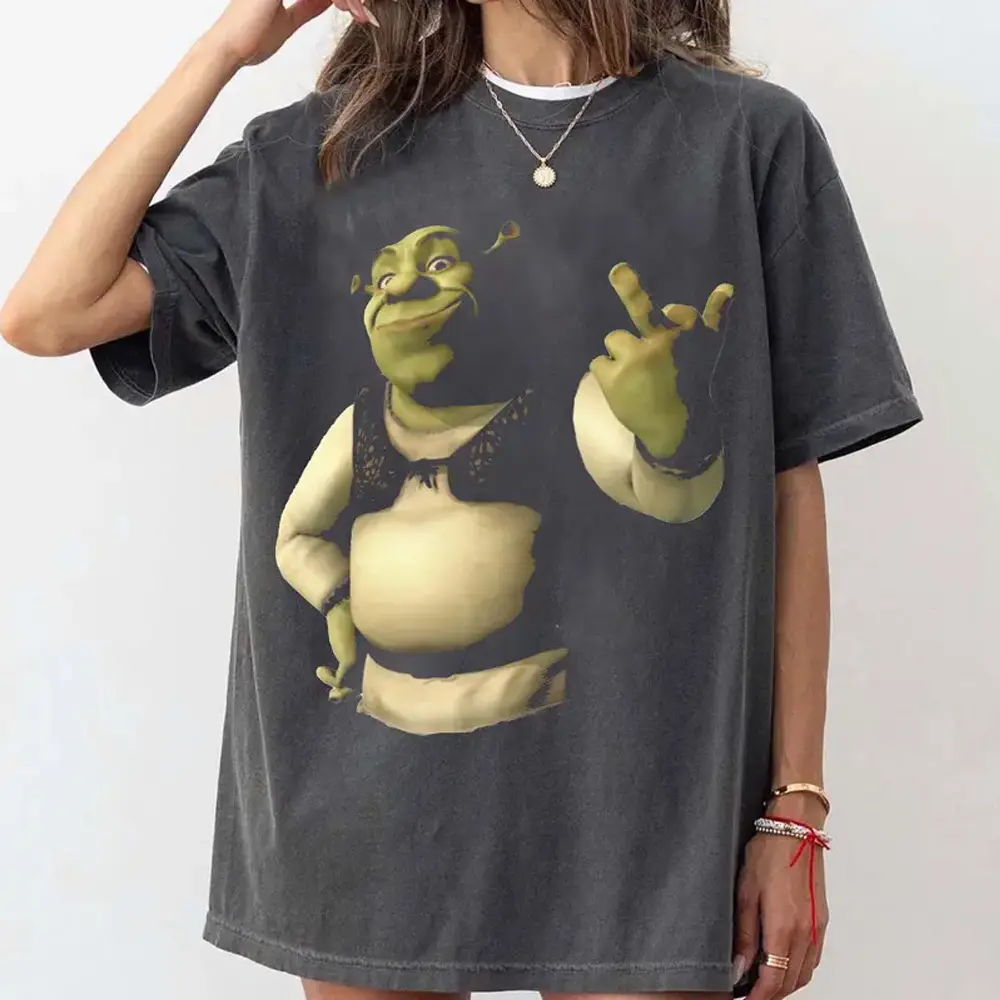 Vintage Shrek Meme T-Shirt, Funny Shrek Middle Finger Shirt, Sarcastic Graphic Tee, Oversized Streetwear Top, Gift for Men and Women, Trending T-Shirt