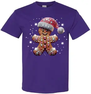 Various Christmas Tee Designs For T-Shirts Pt 6 - Colorful Graphic Tee, Seasonal Apparel - Comfort Breathable Check  unisex shirt, Christmas gingerbread man shirt, Christmas clown shirt, aurora snow globe shirt, rhinestone reindeer shirt, festive cupcakes