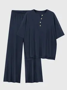 2 Piece Lounge Sets for Women  Short Sleeve Tops Wide Leg Pants Matching Travel Outfits Clothing