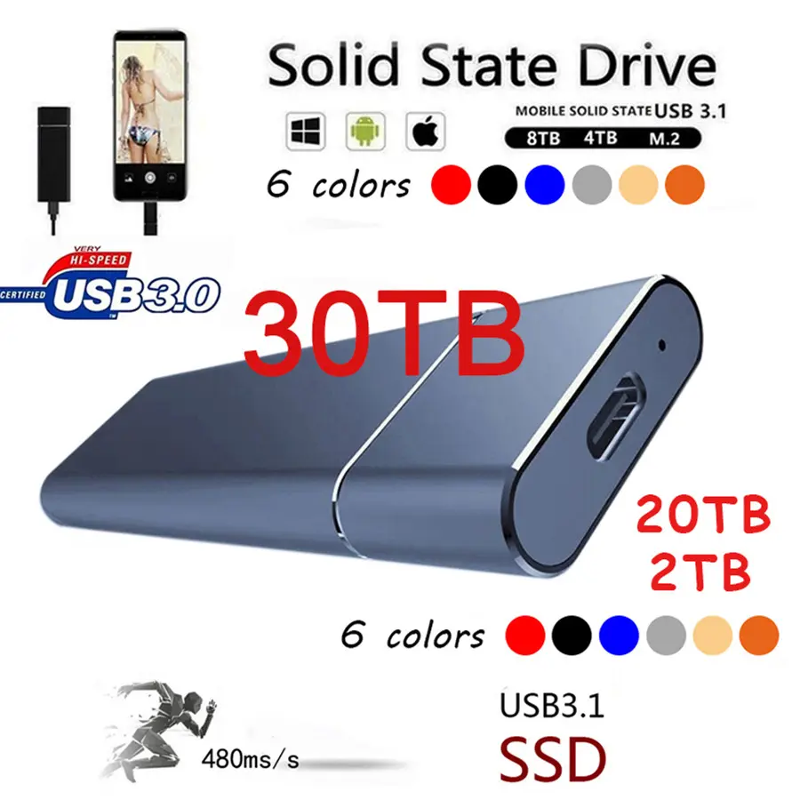 SSD Portable Solid State Drive 1TB Expansion Upgrade 4TB 2TB Portable Solid State Hard Drive external storage