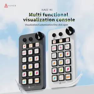 AJAZZ N1 Multifunctional Visual Control Console: Features a multifunctional knob and 15 programmable buttons / One-click activation of desktop devices and desktop lighting / Compatible with Windows and Mac / Supports various live streaming platforms