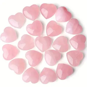 10pcs natural rose quartz heart-shaped palm stones - smooth transparent - bright pink - glossy finish| Perfect for valentine's day, mother's day, christmas gifts - romantic decorations - romantic gifts| Smooth texture