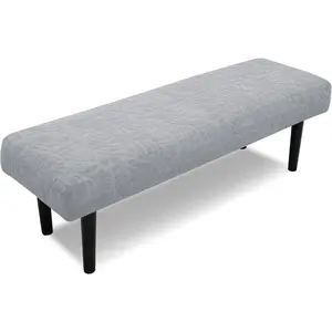 Stretch Bench Covers, Bench Seat Cover, Printed Seat Protector, Washable Slipcover, Rectangle Cover for Dining Room, Living Room, Kitchen(Leaves Light Grey)