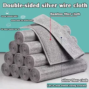 10 pieces Double-Layer Steel Wire Cleaning Cloth Strong Stain Removal Kitchen-Specific for Dishes Pans Thickened Stubborn Stains