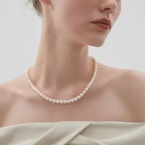 1pc Pearl Necklace Pearl Necklace White Pearl Necklace Women'S Pearl Necklace Boho, Fashionable, Elegant And Charming, Ideal For Daily Wear And Party Gift Giving, High Quality Accessories