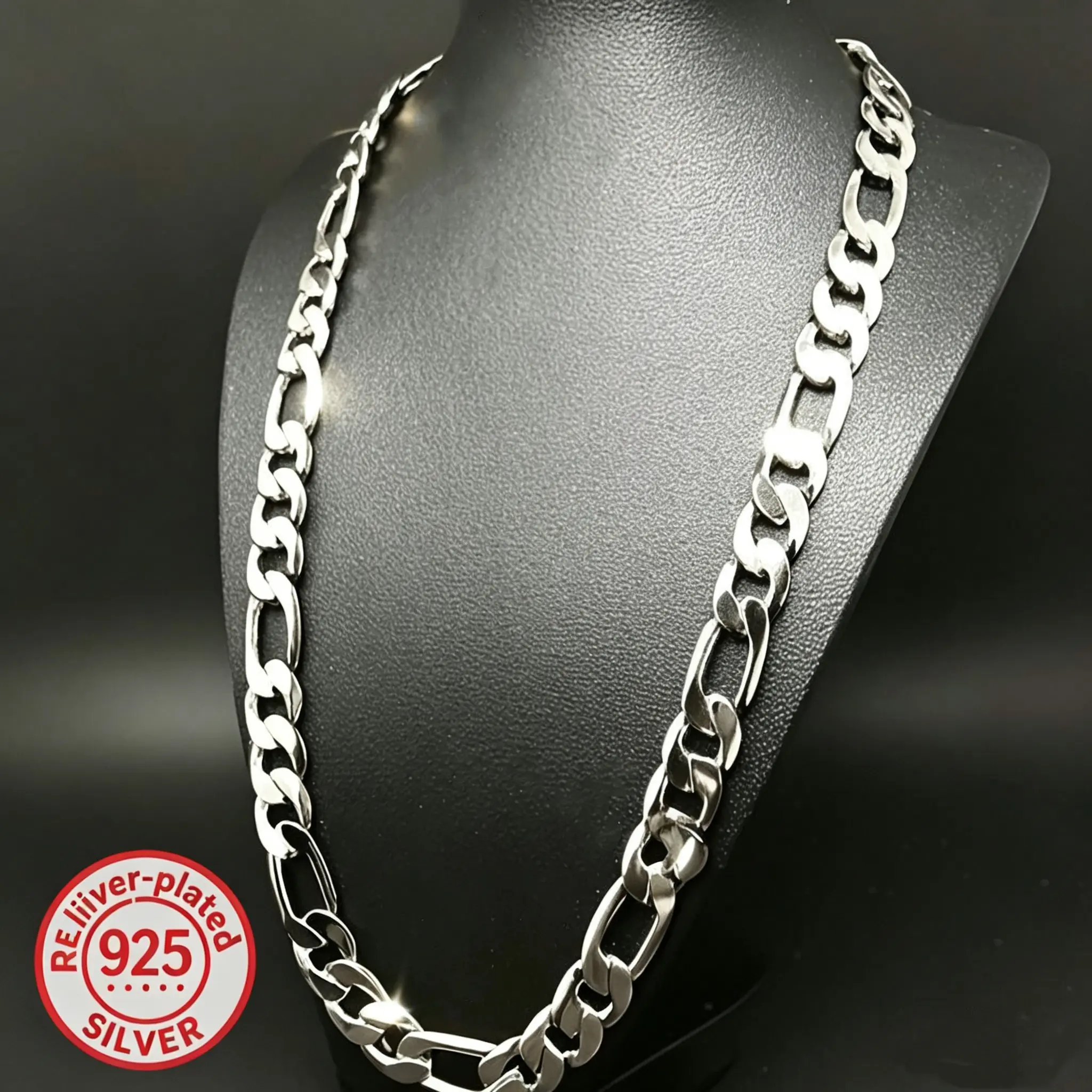 Classic 925 Silver-Plated Chain Necklace for Adults, Unisex Stylish Accessory for Daily Wear, 6-12mm Widths & 20-30 Inch Lengths, Stylish Accessories, Holiday, 10Mm, 20-30 Inches