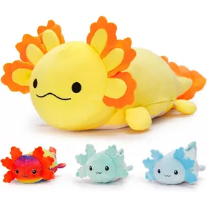 4Pcs Giant Axolotl Plush with 3 Babies Inside-23.5" Large Ultra Soft Axolotl Stuffed Animals Throw Pillow-Squishy Stuffed Axolotl Plush Collection Gift for Axolotl Lover Kids Teens Yellow