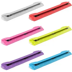 Enday 3 Hole Puncher for 3 Ring Binder, 3 Sheets Capacity, Removable Chip Tray, 10" Ruler, Portable Hole Puncher for School, Office, Multicolor (6 Pack)