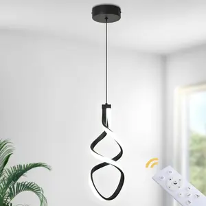 Spiral LED Pendant Light Fixture, 6000K Cold White Light Modern LED Hanging Lamp, Adjustable Island Light Fixture for Living Room Bedroom Kitchen Sink