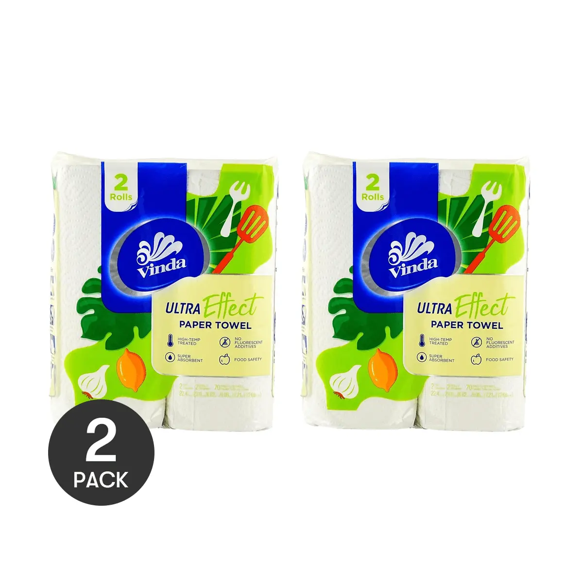 VINDA Kitchen Paper Towels - 2 Rolls, 140 Sheets Total - Super Absorbent, Oil & Water Absorption, Thickened Cleaning Wipes for Kitchen & Household