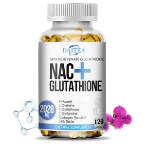 Daitea NAC + Glutathione Health Supplement, Supports Skin Health,Supports Liver Health, 120 Capsules