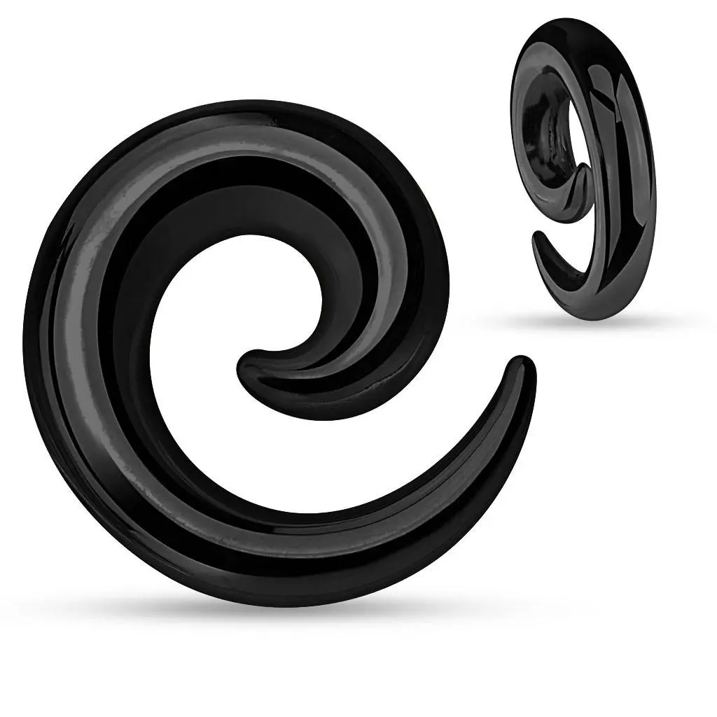 Pair 316L Black Titanium Anodized Steel Spirals plugs 0g-8g - CHOOSE YOUR SIZE