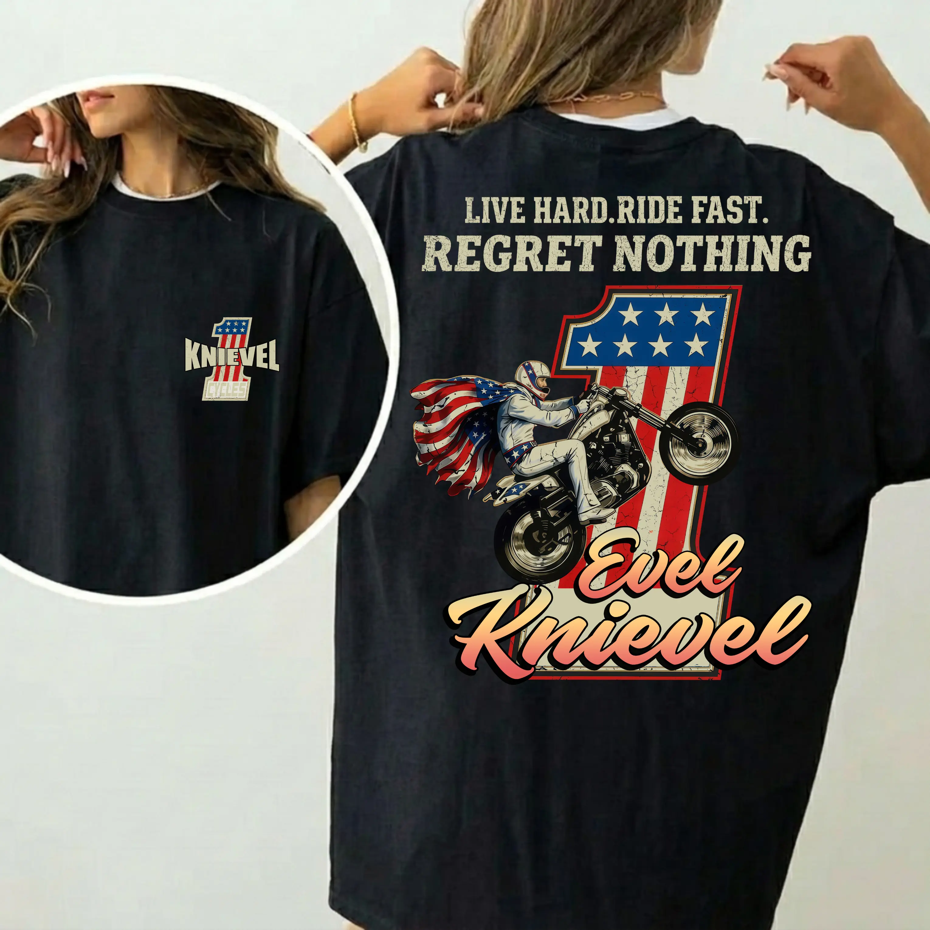 Evel Knievel Tee, Live Hard Ride Fast T-Shirt, American Rider Unisex Cotton Shirt, Biker Gift