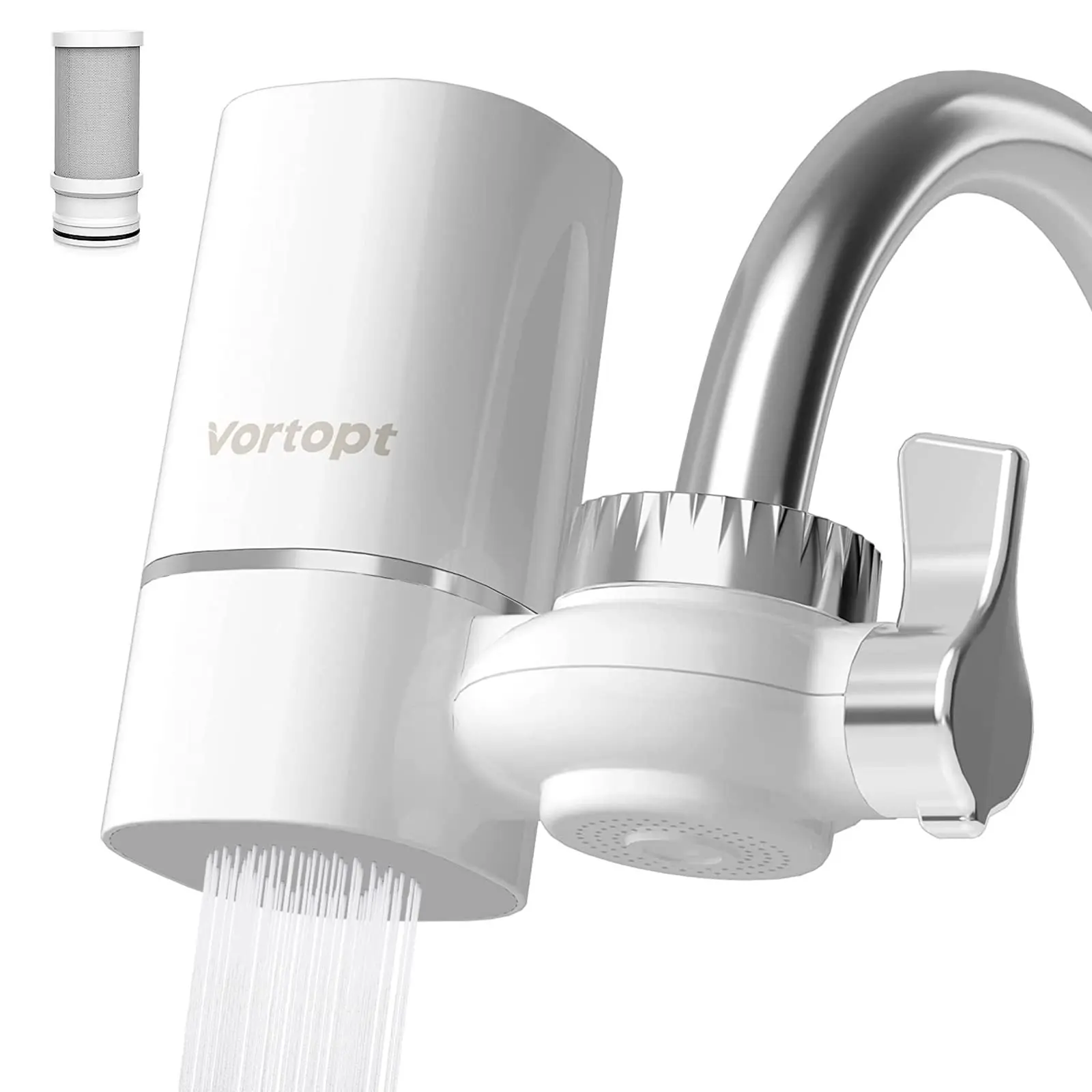 Vortopt NSF Certified Faucet Filter System - 5-Stage Water Filtration Reduces Chlorine & Odor - 400 Gallon Capacity - Easy Installation - Replaces 3028 Plastic Bottles