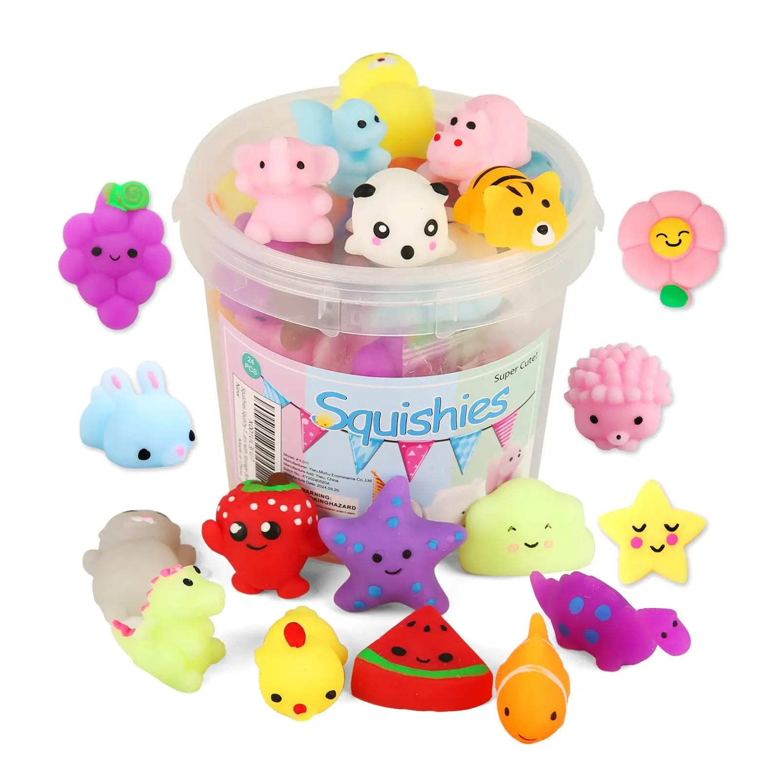 Squishies Squishy Toy 24pcs Party Favors for Kids Mochi Squishy Toy moji Kids Mini Kawaii squishies Mochi Stress Reliever Anxiety