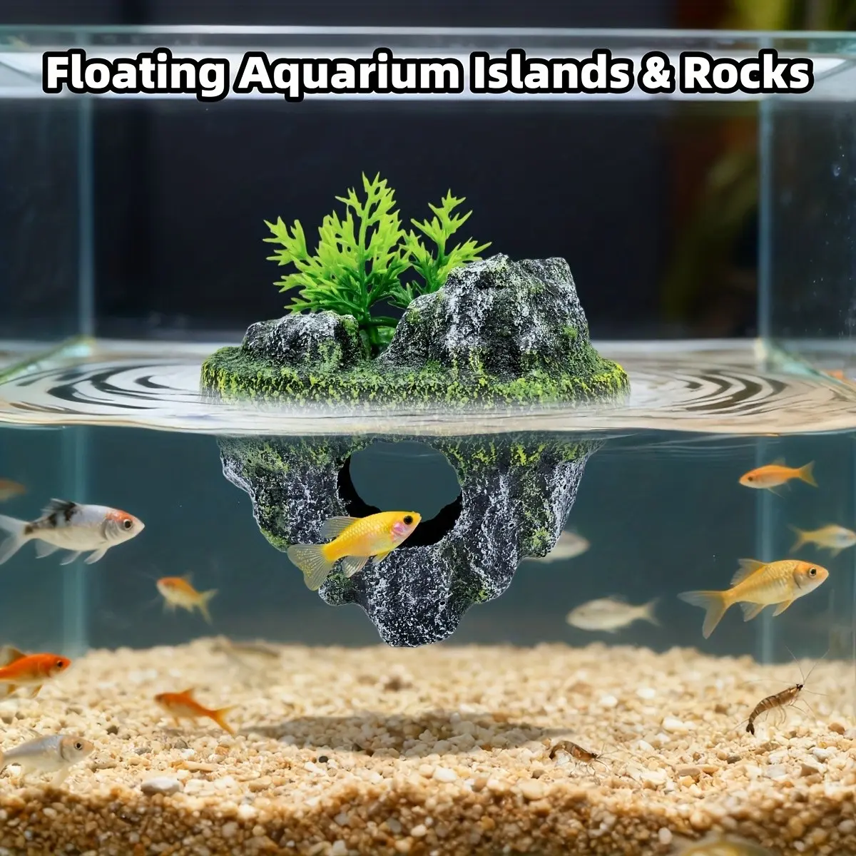 Floating Aquarium Landscape Island with Realistic Greenery, Aquatic Plants, Ideal for Fish Tanks, Aquatic Environment Decor, Fish Tank Decorations, Garden Ornament, Fish Lovers