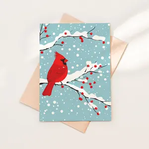 Cardinal in the Snow Personalized Christmas Card