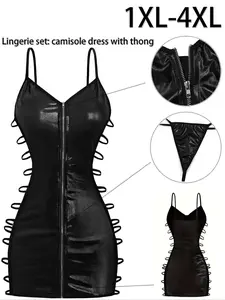 Plus Size SEXY Womenswear Lady Nightwear Loungewear Underwear Set🔥V-Neck Lace Knit Teddy with Cutouts - Fit ALL Body Types