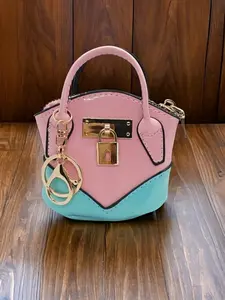 Blue Colorblock Mini Shell Bag, Glossy Lock Buckle Crossbody Bag, Cute Girl Style Accessory Small Bag, All Seasons Casual Design