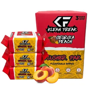 Klean Freak The Flusher 50 Pak – 3 Pack Box | Compact & Portable Flushable Wipes for Home & Travel | Biodegradable, Moisturizing with Aloe, Witch Hazel & Vitamin E, 150 Total Wipes