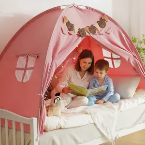 Final Clearance Sale Kids' Dream Playhouse Tent for Twin Bed, Indoor Floor, Portable Play Tent, Breathable Sleeping Tent, with Stars Lights