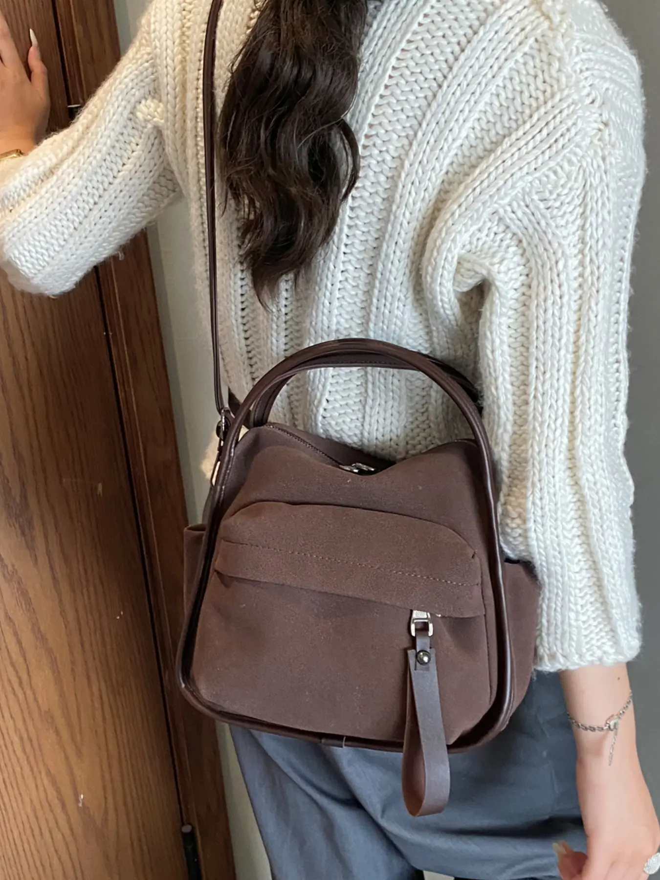 1pc  Ladies' crossbody bag, solid color and clean color handbag, zipper closure, fashionable and versatile, casual and simple, suitable for students, campus, work, commuting, shopping, ladies' crossbody bag, Elegant Commuter Bag, Casual Crossbody Bags