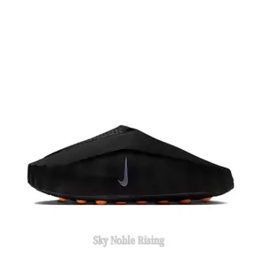 Black Thick-Soled Massage Slides, Orange Spherical Outsole, Breathable Fabric Upper, Pre-Game Recovery Tech Mules