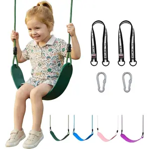 Heavy Duty Kids Swing Seat with 79" Adjustable Rope, 330 lbs Capacity Swing Set Accessories Replacement with 2 Carabiners and 2 Extra Hanging Straps, for Outdoor Playground, Green 1 Pack