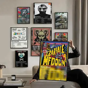 Rapper M-MF DOOM Album Cover Poster HD Waterproof Sticky Streetwear Wall Art | High-Quality Aesthetic Print for Living Room, Bedroom, Bathroom & Hallway Decor | Trendy & Easy-to-Apply | Durable Gift Idea for Home Decoration | Song Lyrics Print