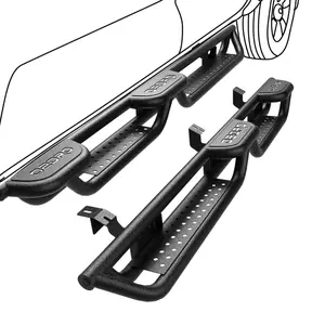 OEDRO Wheel to Wheel Tacoma Running Boards: Compatible with 2005-2023 Double Cab with 4 Full-Size Doors - Bed Access Side Steps with Two Stairs Nerf Bar