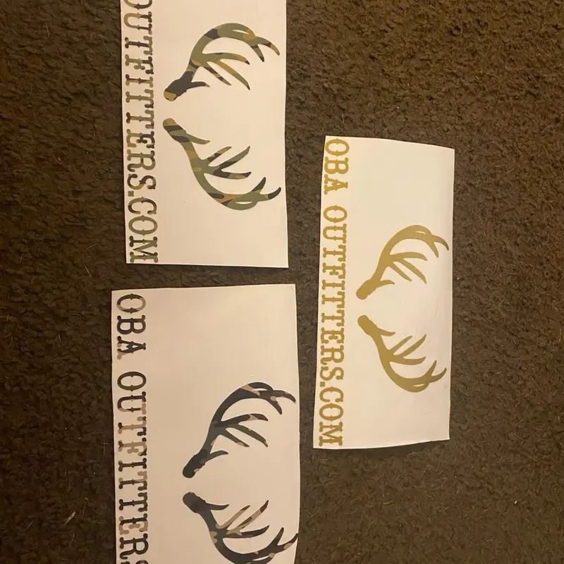 OBA Outfitters Decals for Koozies Shirts and Cups - Camo and Gold Deer Antler Stickers for Outdoor Enthusiasts