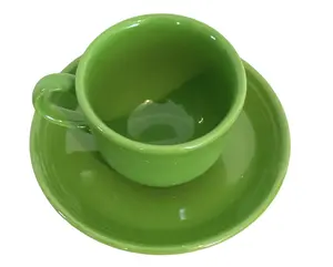 Fiestaware Vintage Cup & Saucer Set Grass Green 6 oz Ceramic Coffee Tea Mug Classic Design Nostalgic Charm
